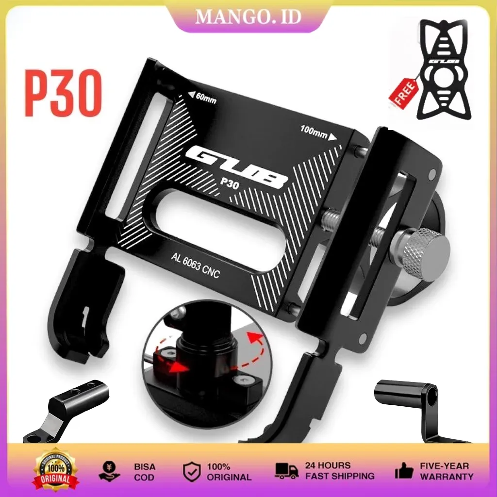 GUB P30 Holder HP Motor Full Besi Alumunium Alloy