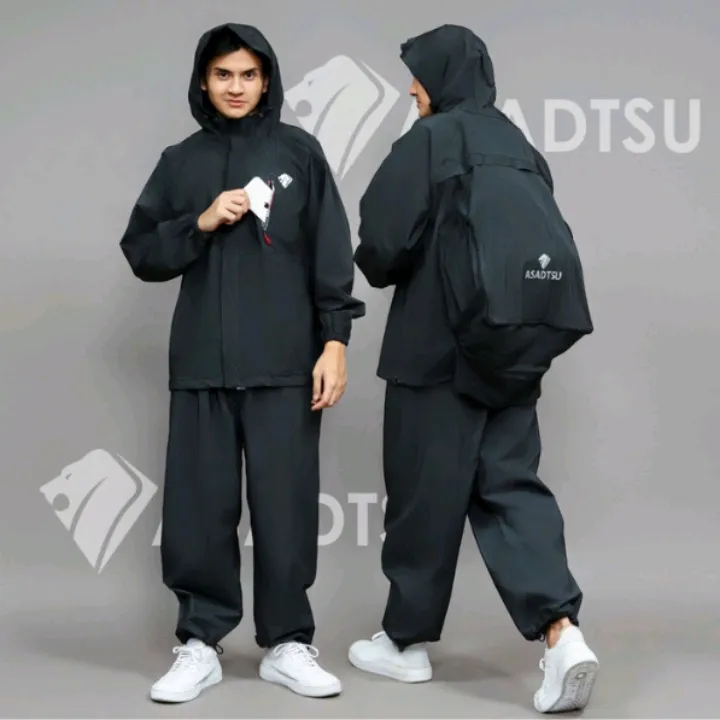Jas Hujan Setelan Dewasa ASADTSU dengan Pelindung Ransel