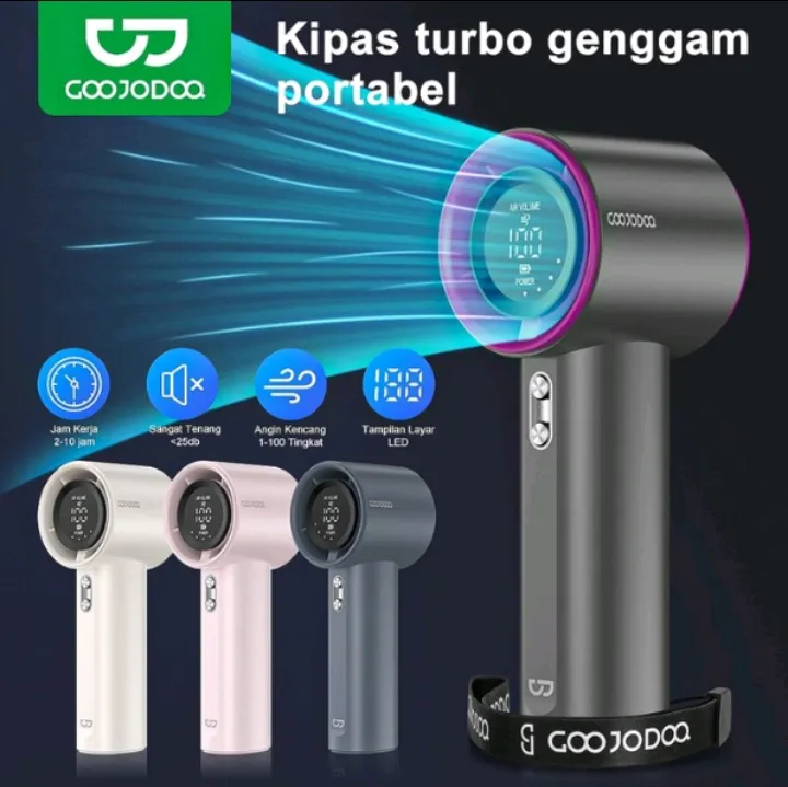 Kipas Mini GOOJODOQ Turbo dengan 100 Tingkat Kecepatan