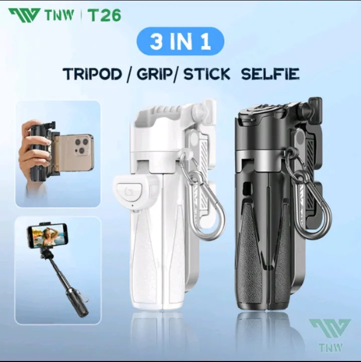 Tongsis Tripod TNW T26 3-in-1 dengan Remote Bluetooth dan Lampu LED