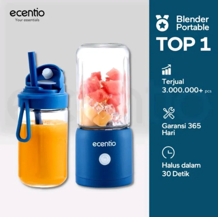 Ecentio Juicer Blender Portable Kaca Tebal